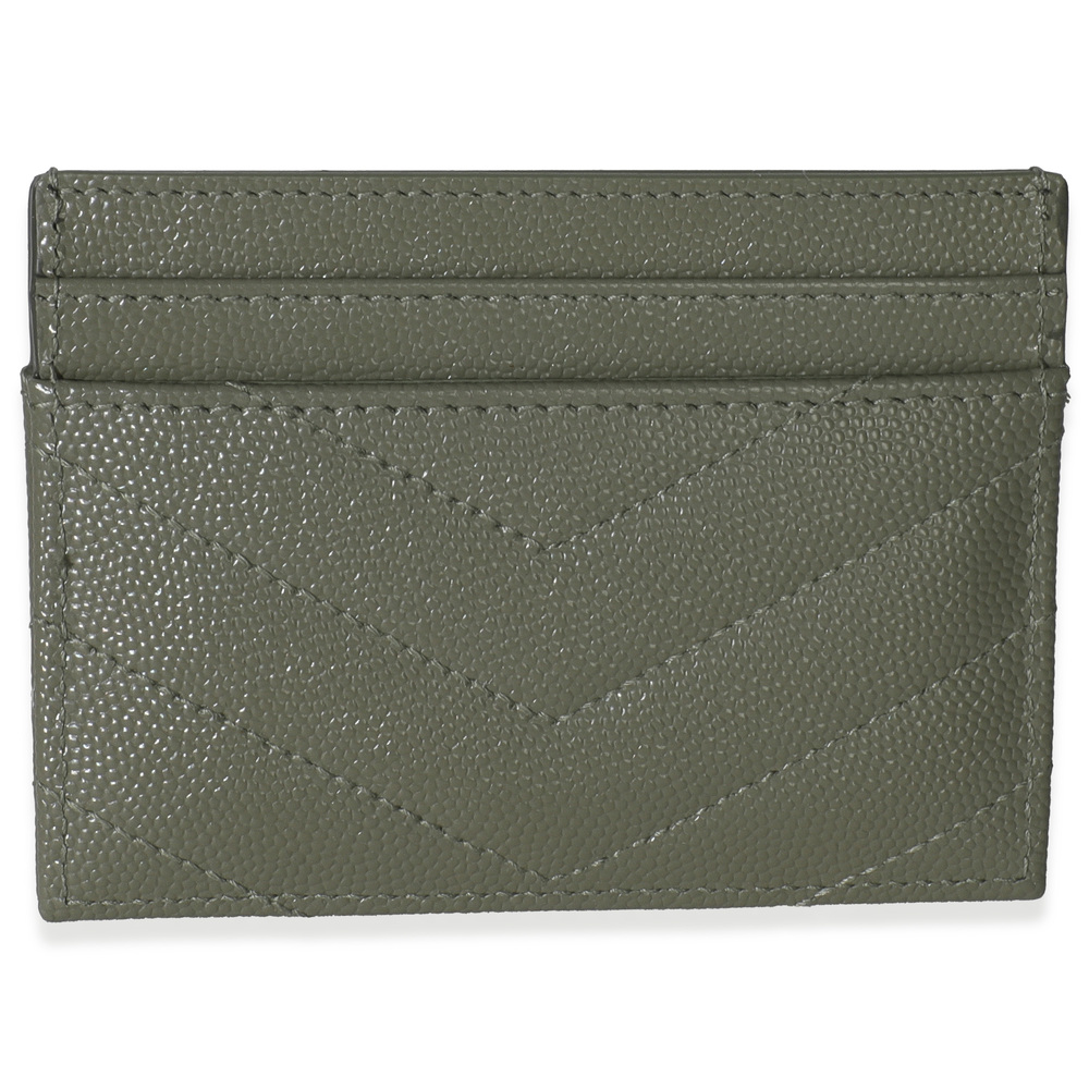 Saint Laurent Light Green Grain De Poudre Matelasse Cassandre Card Case - Picture 2 of 6